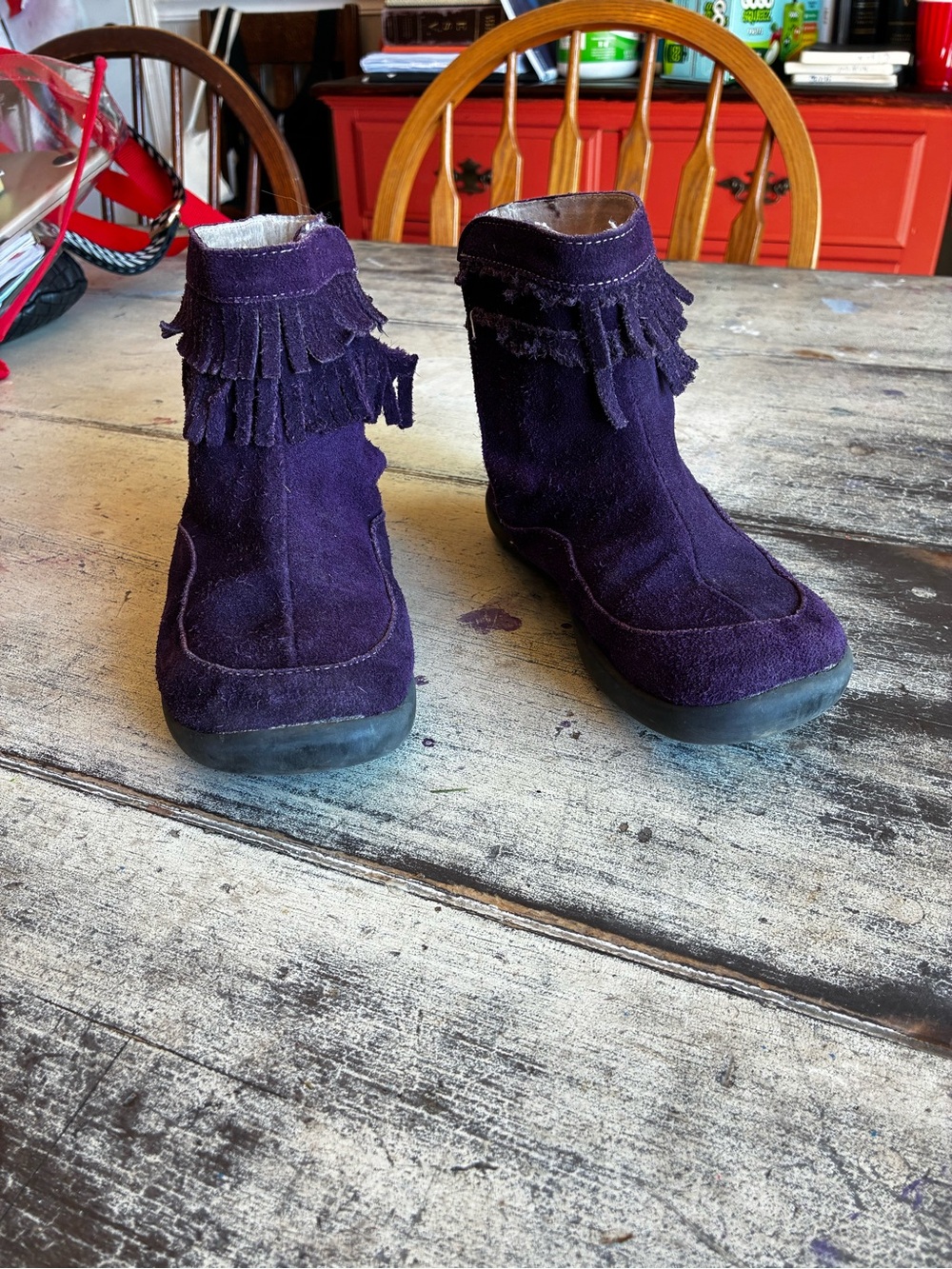See Kai Run Purple Suede Fringe Boots for Kids
